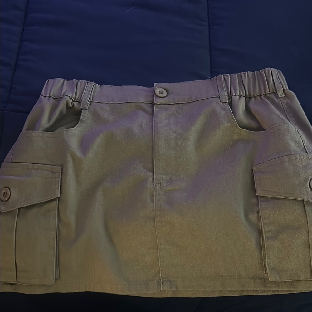 Khaki Cargo Mini Skirt